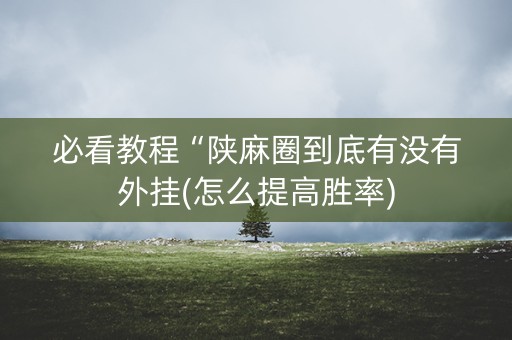 必看教程“陕麻圈到底有没有外挂(怎么提高胜率)