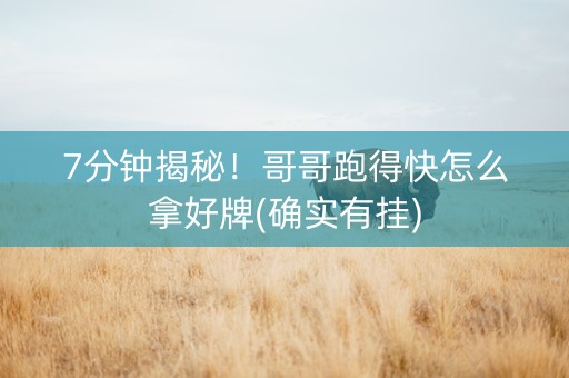 7分钟揭秘！哥哥跑得快怎么拿好牌(确实有挂)