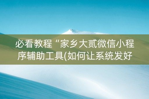 必看教程“家乡大贰微信小程序辅助工具(如何让系统发好牌)