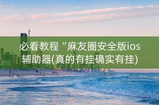 必看教程“麻友圈安全版ios辅助器(真的有挂确实有挂)