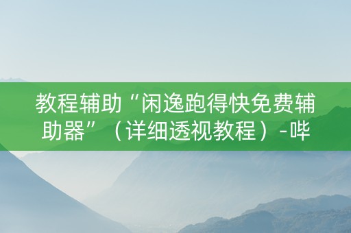 教程辅助“闲逸跑得快免费辅助器”（详细透视教程）-哔哩哔哩
