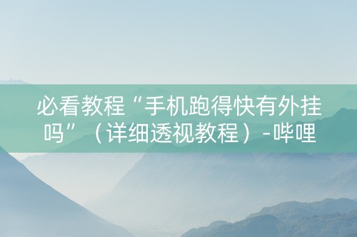 必看教程“手机跑得快有外挂吗”（详细透视教程）-哔哩哔哩