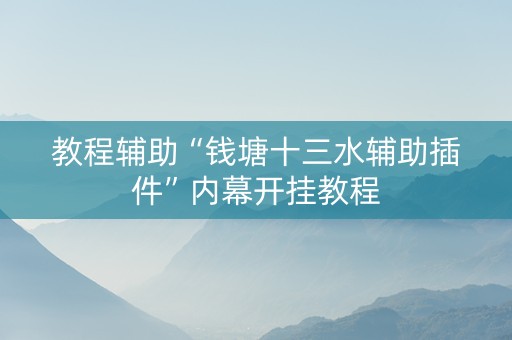 教程辅助“钱塘十三水辅助插件”内幕开挂教程