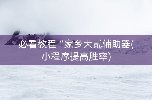 必看教程“家乡大贰辅助器(小程序提高胜率)