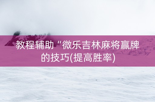 教程辅助“微乐吉林麻将赢牌的技巧(提高胜率)