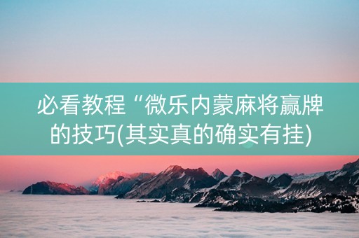 必看教程“微乐内蒙麻将赢牌的技巧(其实真的确实有挂)
