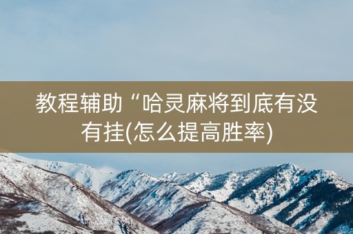 教程辅助“哈灵麻将到底有没有挂(怎么提高胜率)