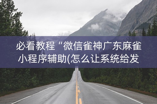 必看教程“微信雀神广东麻雀小程序辅助(怎么让系统给发好牌)