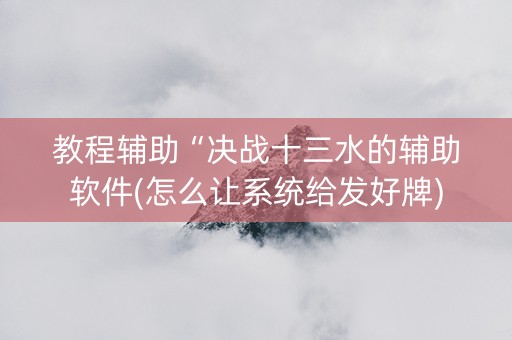 教程辅助“决战十三水的辅助软件(怎么让系统给发好牌)