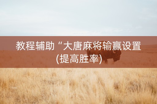 教程辅助“大唐麻将输赢设置(提高胜率)