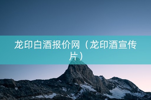 龙印白酒报价网（龙印酒宣传片）