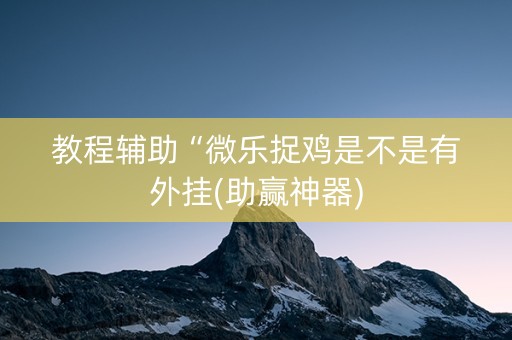 教程辅助“微乐捉鸡是不是有外挂(助赢神器)