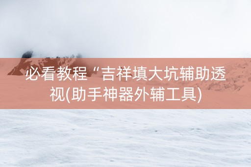 必看教程“吉祥填大坑辅助透视(助手神器外辅工具)
