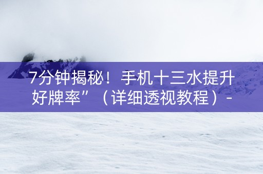 7分钟揭秘！手机十三水提升好牌率”（详细透视教程）-哔哩哔哩
