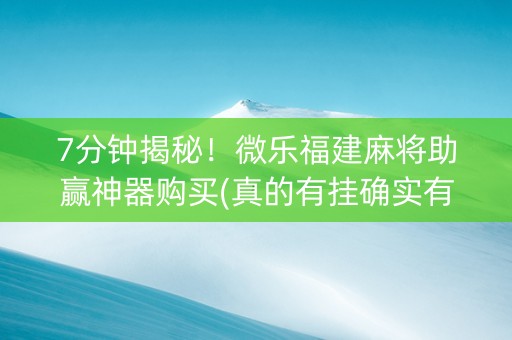 7分钟揭秘！微乐福建麻将助赢神器购买(真的有挂确实有挂)