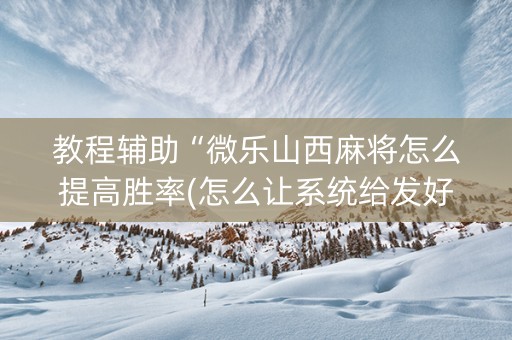 教程辅助“微乐山西麻将怎么提高胜率(怎么让系统给发好牌)