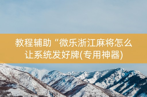 教程辅助“微乐浙江麻将怎么让系统发好牌(专用神器)