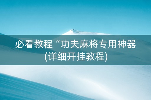 必看教程“功夫麻将专用神器(详细开挂教程)