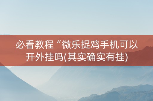 必看教程“微乐捉鸡手机可以开外挂吗(其实确实有挂)