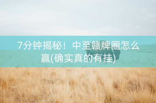 7分钟揭秘！中至赣牌圈怎么赢(确实真的有挂)