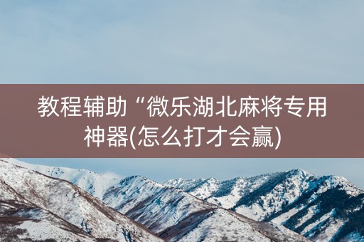 教程辅助“微乐湖北麻将专用神器(怎么打才会赢)
