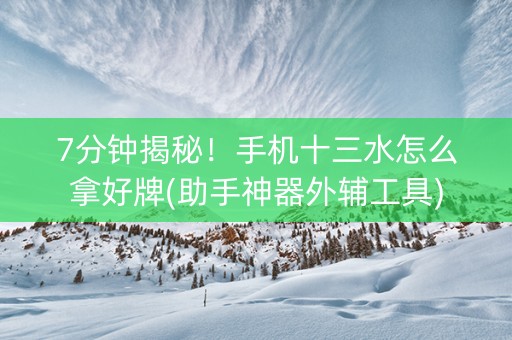 7分钟揭秘！手机十三水怎么拿好牌(助手神器外辅工具)