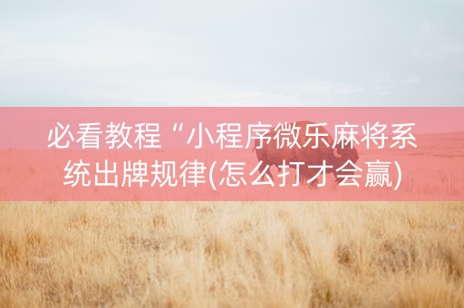 必看教程“小程序微乐麻将系统出牌规律(怎么打才会赢)