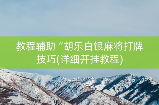 教程辅助“胡乐白银麻将打牌技巧(详细开挂教程)