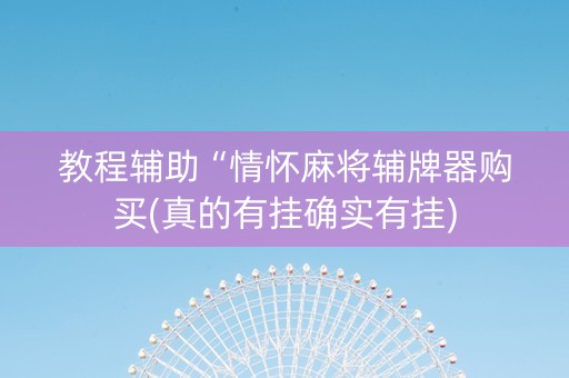 教程辅助“情怀麻将辅牌器购买(真的有挂确实有挂)
