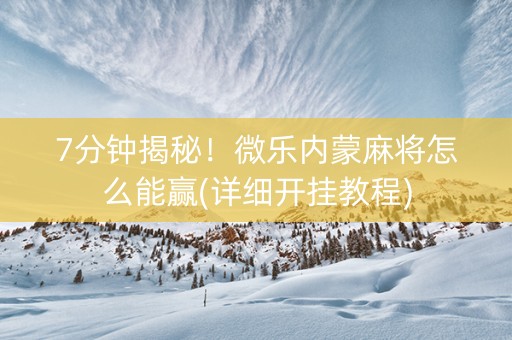 7分钟揭秘！微乐内蒙麻将怎么能赢(详细开挂教程)
