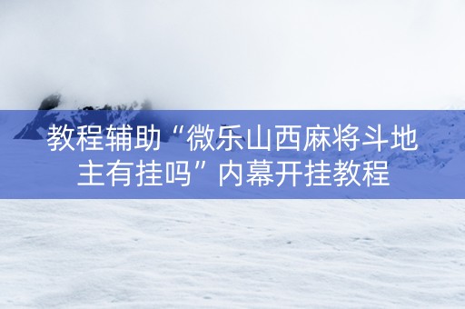 教程辅助“微乐山西麻将斗地主有挂吗”内幕开挂教程