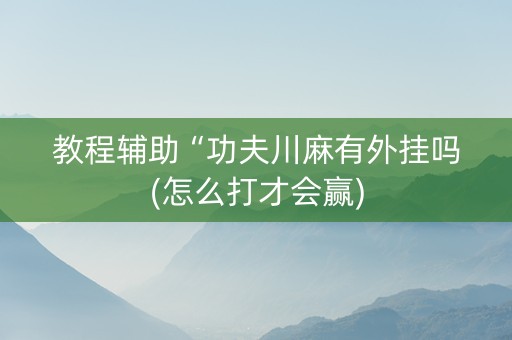 教程辅助“功夫川麻有外挂吗(怎么打才会赢)