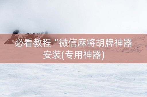 必看教程“微信麻将胡牌神器安装(专用神器)