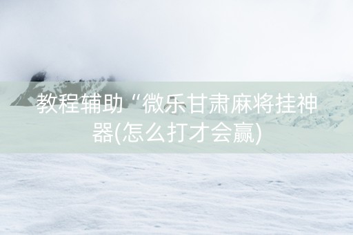 教程辅助“微乐甘肃麻将挂神器(怎么打才会赢)