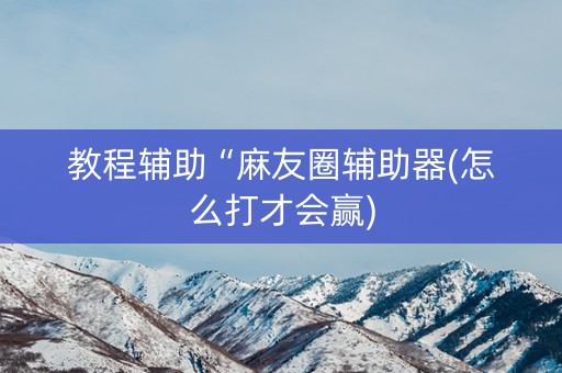 教程辅助“麻友圈辅助器(怎么打才会赢)
