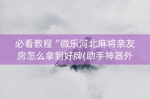 必看教程“微乐河北麻将亲友房怎么拿到好牌(助手神器外辅工具)