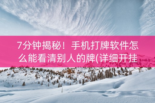 7分钟揭秘！手机打牌软件怎么能看清别人的牌(详细开挂教程)