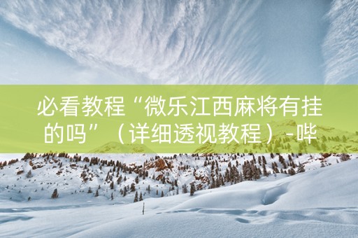 必看教程“微乐江西麻将有挂的吗”（详细透视教程）-哔哩哔哩