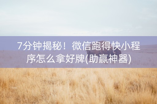 7分钟揭秘！微信跑得快小程序怎么拿好牌(助赢神器)