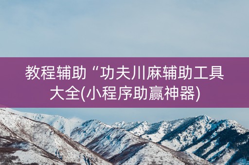 教程辅助“功夫川麻辅助工具大全(小程序助赢神器)