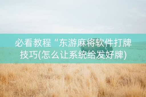 必看教程“东游麻将软件打牌技巧(怎么让系统给发好牌)