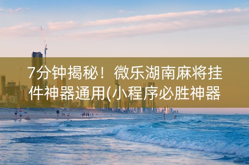 7分钟揭秘！微乐湖南麻将挂件神器通用(小程序必胜神器)