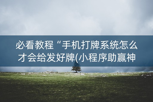 必看教程“手机打牌系统怎么才会给发好牌(小程序助赢神器)