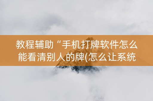教程辅助“手机打牌软件怎么能看清别人的牌(怎么让系统给发好牌)