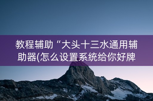 教程辅助“大头十三水通用辅助器(怎么设置系统给你好牌)