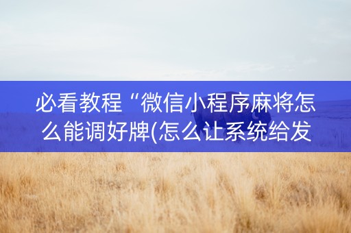 必看教程“微信小程序麻将怎么能调好牌(怎么让系统给发好牌)