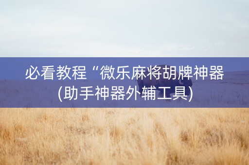 必看教程“微乐麻将胡牌神器(助手神器外辅工具)