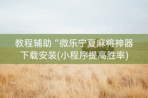 教程辅助“微乐宁夏麻将神器下载安装(小程序提高胜率)