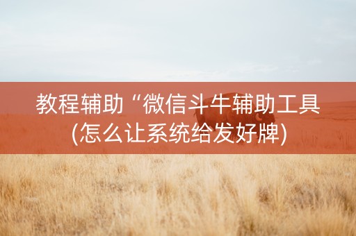 教程辅助“微信斗牛辅助工具(怎么让系统给发好牌)