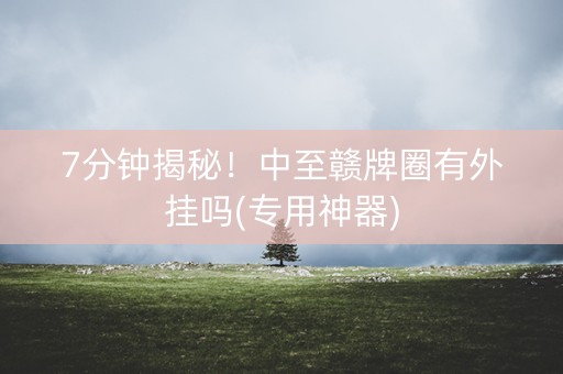 7分钟揭秘！中至赣牌圈有外挂吗(专用神器)
